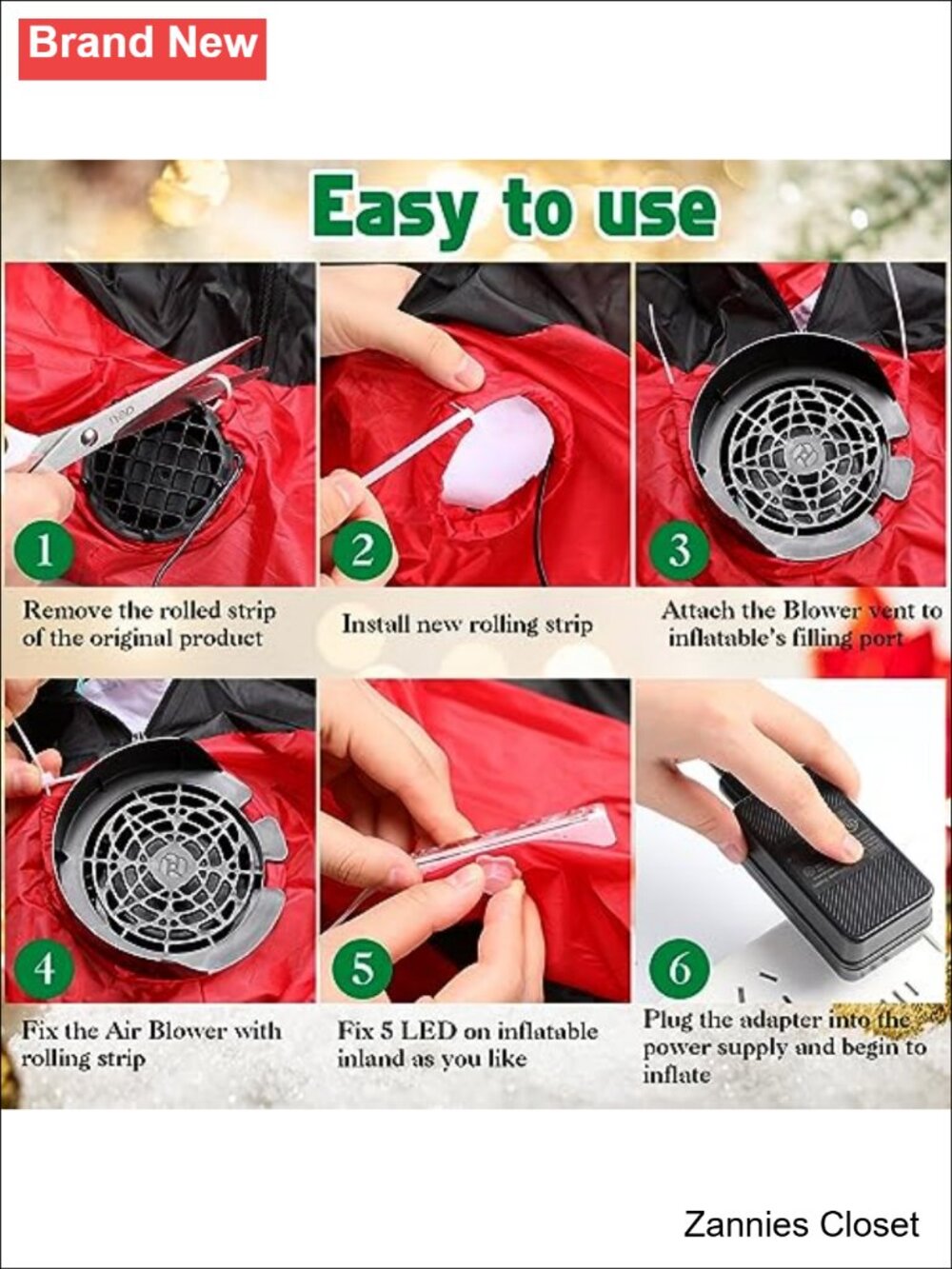 🎄 2 Set Inflatable Air Blower Fan Replacement with LED Light String for - Picture 2 of 5